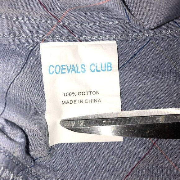 Coevals Club Men's Blue Pink Plaid Button Up Large Short Sleeve Casual Shirt L - Picture 10 of 11